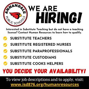 We Are Hiring Substitutes for 2023